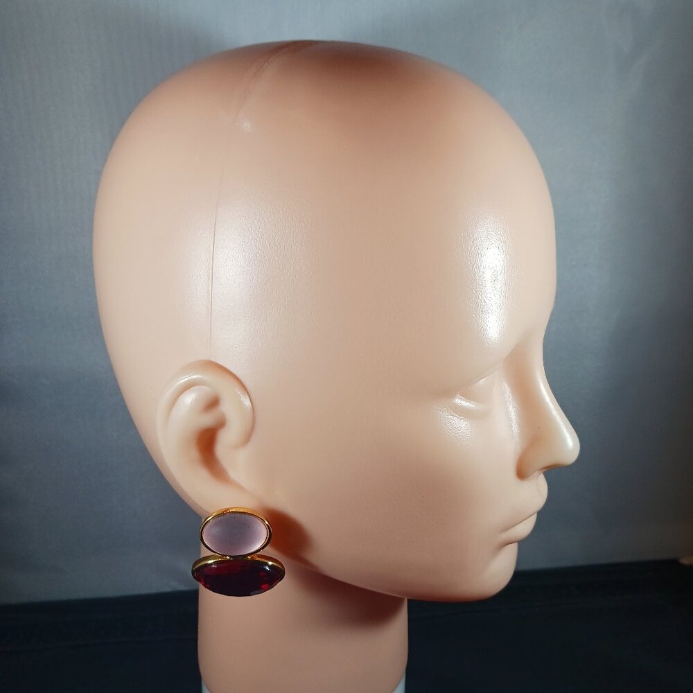 Vintage 90's Hollywood Lights Large Pink Frost & Magenta Pierced Earrings